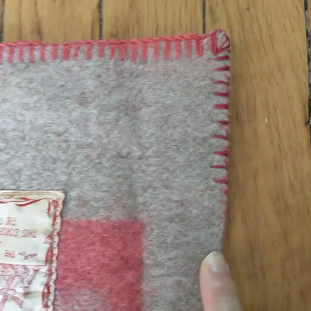 Vtg ORR HEALTH All Wool Blanket Holland Tulip Pink Reversible USA 69x79 *READ